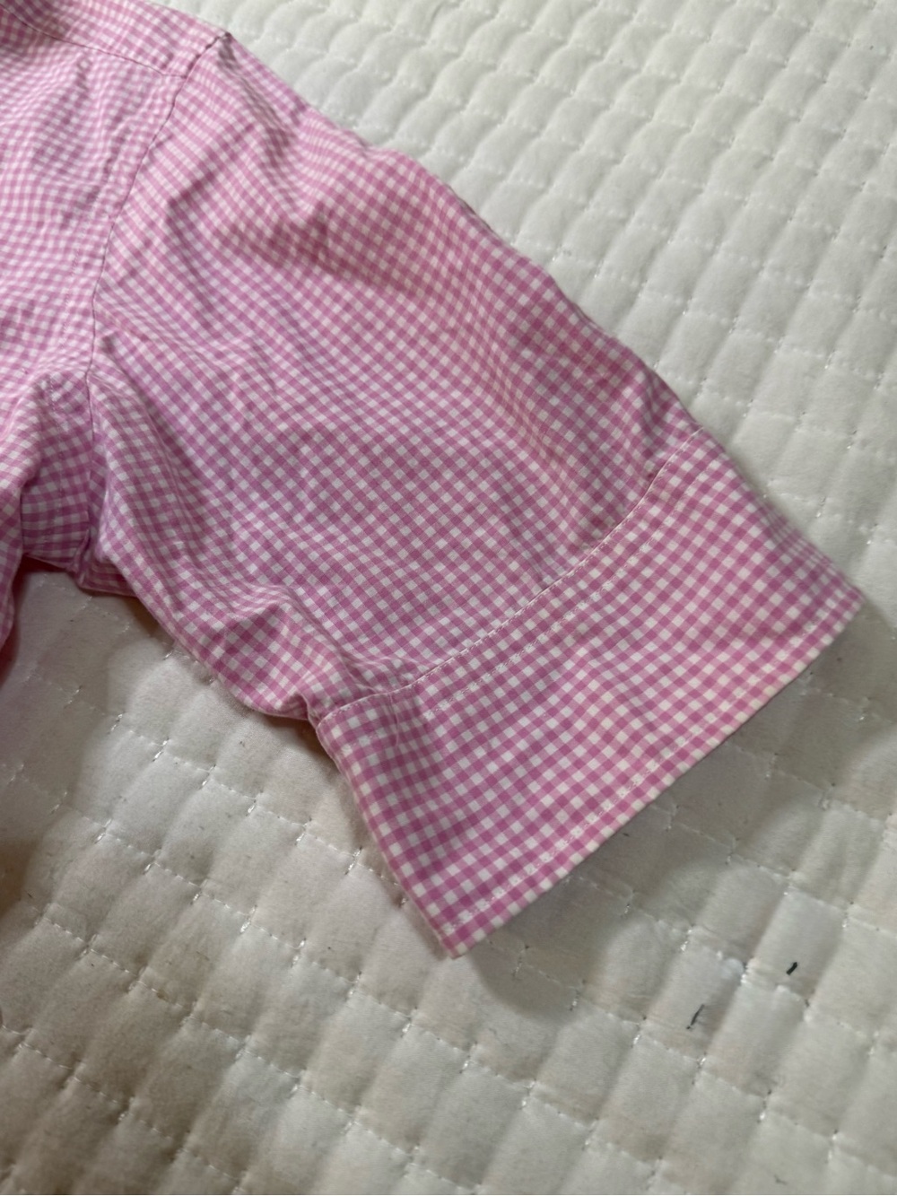 Upcycled Ralph Lauren Light Pink Gingham Ruffle Collar Button-Up - Picture 10 of 11